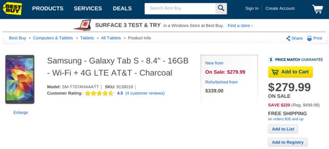 Fotografía - [Offre Alerte] 8.4 16Go LTE de Verizon S Samsung Galaxy Tab et AT & T modèle en vente à Best Buy pour 279,99 $ - un prix Hotter Than A Snapdragon 810